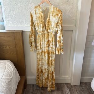 Band of Gypsies Tie Dye Open Slit Maxi Dress Size: XS